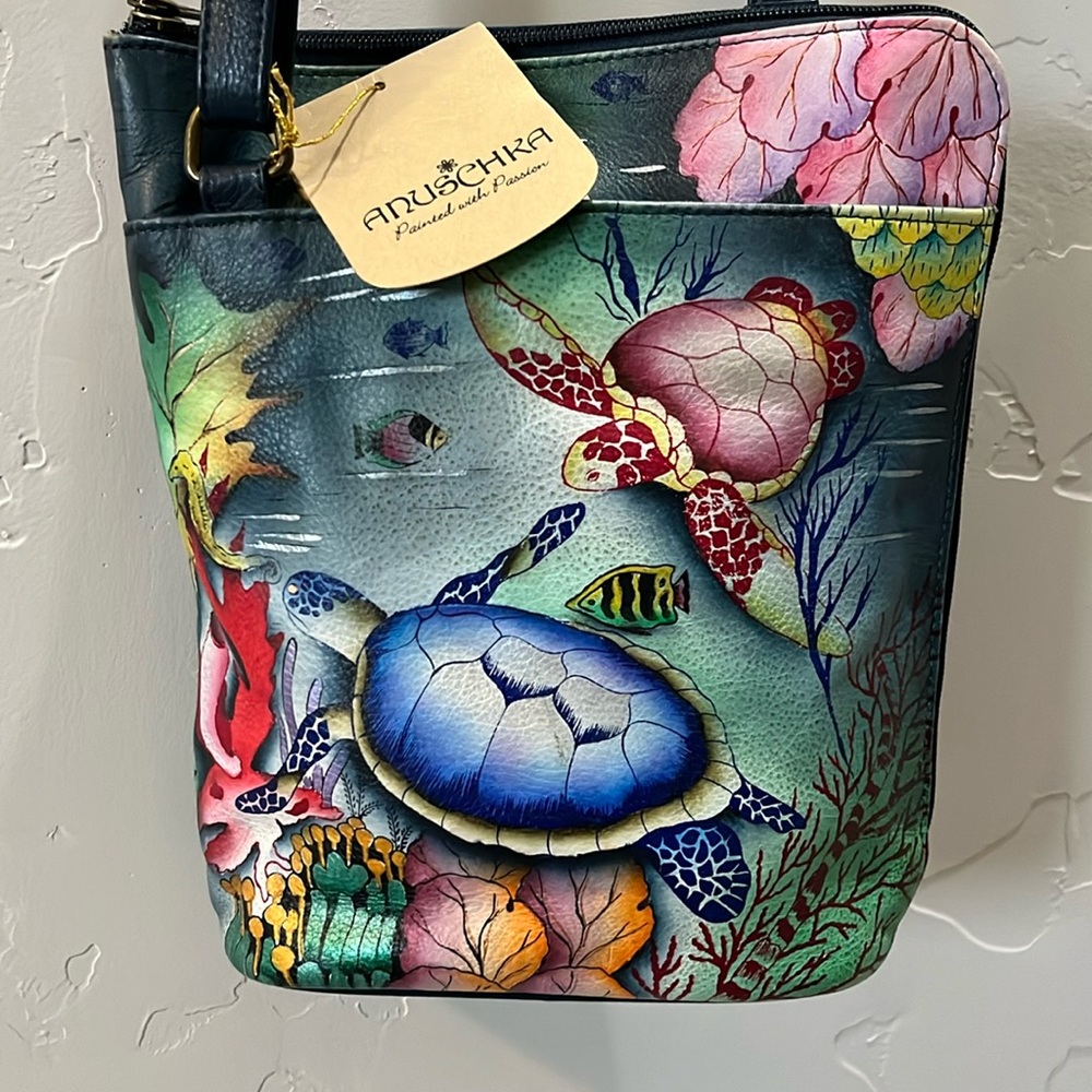 NWT ANUSCHKA Handpaint GENUINE LEATHER Purse Crossbody